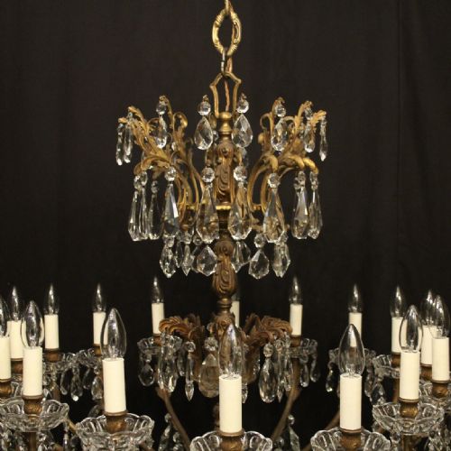 FRENCH LARGE GILDED BRONZE 16 LIGHT ANTIQUE CHANDELIER - ADDITIONAL PHOTO 7