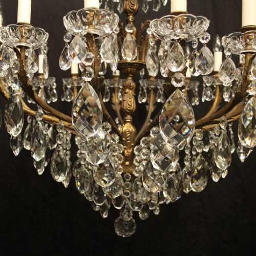 FRENCH LARGE GILDED BRONZE 16 LIGHT ANTIQUE CHANDELIER - ADDITIONAL PHOTO 8