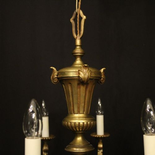 FRENCH GILDED BRASS 8 LIGHT ANTIQUE CHANDELIER - ADDITIONAL PHOTO 7