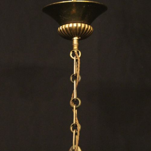 FRENCH GILDED BRASS 8 LIGHT ANTIQUE CHANDELIER - ADDITIONAL PHOTO 9