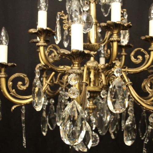 FRENCH 12 LIGHT GILDED BRONZE CRYSTAL CHANDELIER - ADDITIONAL PHOTO 2