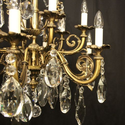 FRENCH 12 LIGHT GILDED BRONZE CRYSTAL CHANDELIER - ADDITIONAL PHOTO 3