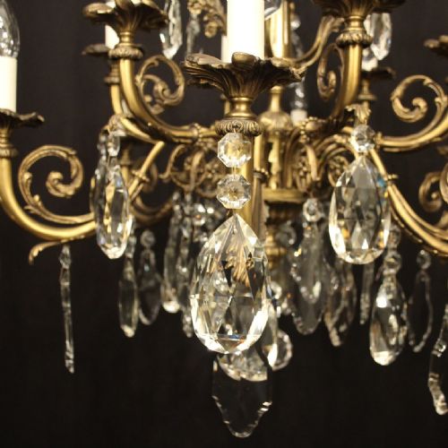 FRENCH 12 LIGHT GILDED BRONZE CRYSTAL CHANDELIER - ADDITIONAL PHOTO 4