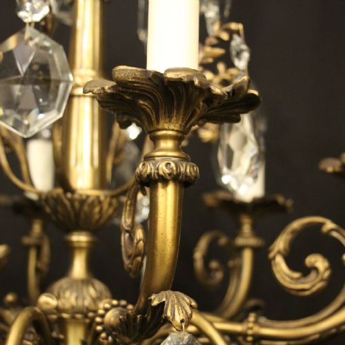 FRENCH 12 LIGHT GILDED BRONZE CRYSTAL CHANDELIER - ADDITIONAL PHOTO 5