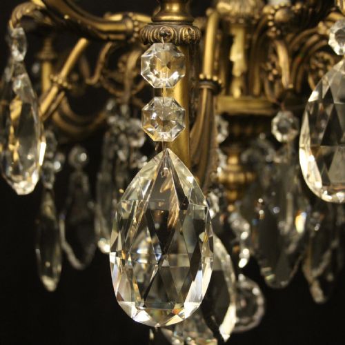 FRENCH 12 LIGHT GILDED BRONZE CRYSTAL CHANDELIER - ADDITIONAL PHOTO 7