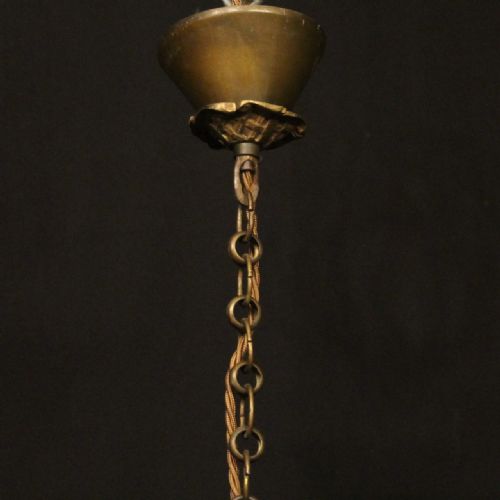 FRENCH SMALL GILDED BRASS TWIN LIGHT ANTIQUE LANTERN - ADDITIONAL PHOTO 9