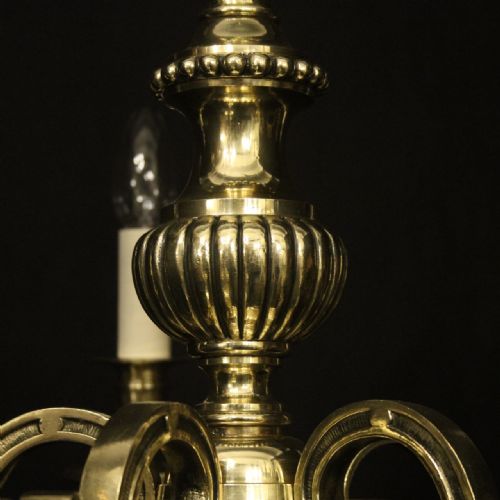 ENGLISH BRASS 5 LIGHT ANTIQUE CHANDELIER - ADDITIONAL PHOTO 6