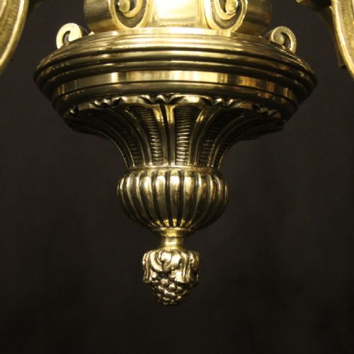 ENGLISH BRASS 5 LIGHT ANTIQUE CHANDELIER - ADDITIONAL PHOTO 8