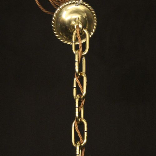 ENGLISH BRASS 5 LIGHT ANTIQUE CHANDELIER - ADDITIONAL PHOTO 9