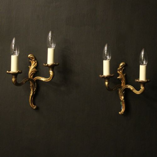 french small pair of gilded antique wall lights - CATEGORY: ANTIQUE LIGHTING - DATED 1930