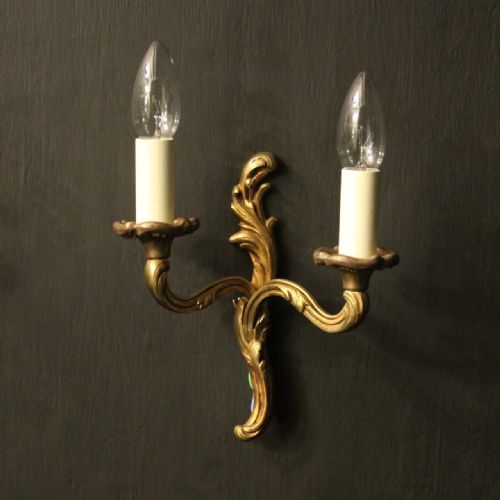 FRENCH SMALL PAIR OF GILDED ANTIQUE WALL LIGHTS - ADDITIONAL PHOTO 1
