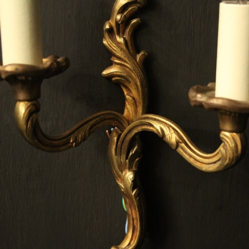 FRENCH SMALL PAIR OF GILDED ANTIQUE WALL LIGHTS - ADDITIONAL PHOTO 3