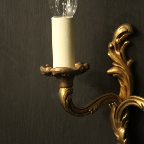 FRENCH SMALL PAIR OF GILDED ANTIQUE WALL LIGHTS - ADDITIONAL PHOTO 4