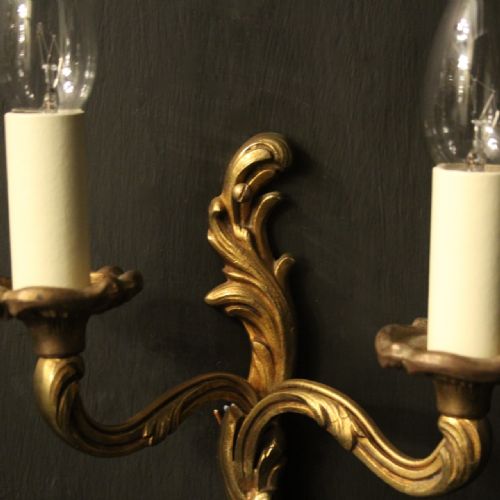 FRENCH SMALL PAIR OF GILDED ANTIQUE WALL LIGHTS - ADDITIONAL PHOTO 5