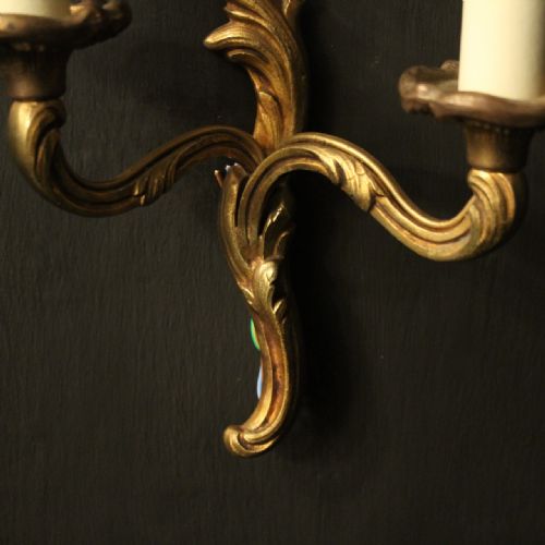 FRENCH SMALL PAIR OF GILDED ANTIQUE WALL LIGHTS - ADDITIONAL PHOTO 6