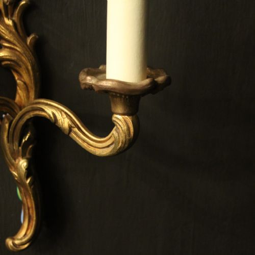 FRENCH SMALL PAIR OF GILDED ANTIQUE WALL LIGHTS - ADDITIONAL PHOTO 7