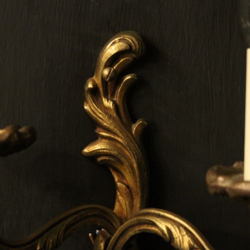 FRENCH SMALL PAIR OF GILDED ANTIQUE WALL LIGHTS - ADDITIONAL PHOTO 8