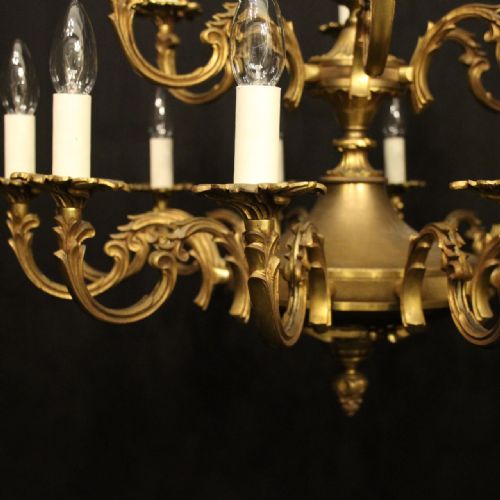 FRENCH GILDED BRASS 18 LIGHT ANTIQUE CHANDELIER - ADDITIONAL PHOTO 1