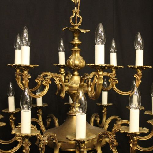 FRENCH GILDED BRASS 18 LIGHT ANTIQUE CHANDELIER - ADDITIONAL PHOTO 2