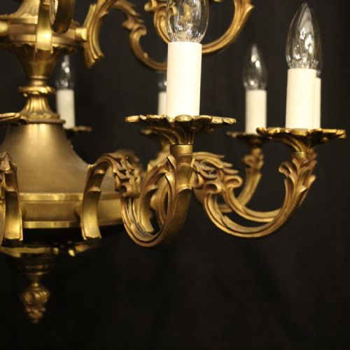 FRENCH GILDED BRASS 18 LIGHT ANTIQUE CHANDELIER - ADDITIONAL PHOTO 4