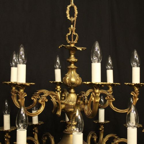 FRENCH GILDED BRASS 18 LIGHT ANTIQUE CHANDELIER - ADDITIONAL PHOTO 7