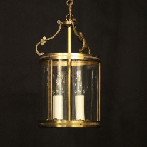 french gilded brass twin light antique lantern - CATEGORY: ANTIQUE LIGHTING - DATED 1930