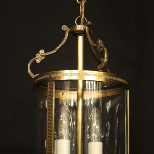 FRENCH GILDED BRASS TWIN LIGHT ANTIQUE LANTERN - ADDITIONAL PHOTO 1