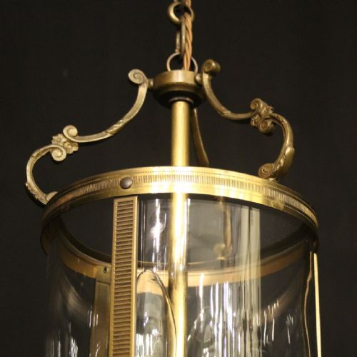 FRENCH GILDED BRASS TWIN LIGHT ANTIQUE LANTERN - ADDITIONAL PHOTO 2