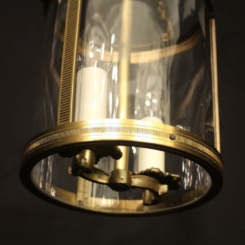 FRENCH GILDED BRASS TWIN LIGHT ANTIQUE LANTERN - ADDITIONAL PHOTO 5