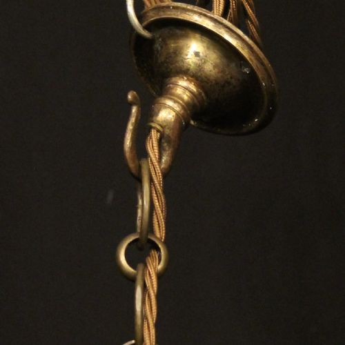 FRENCH GILDED BRASS TWIN LIGHT ANTIQUE LANTERN - ADDITIONAL PHOTO 9