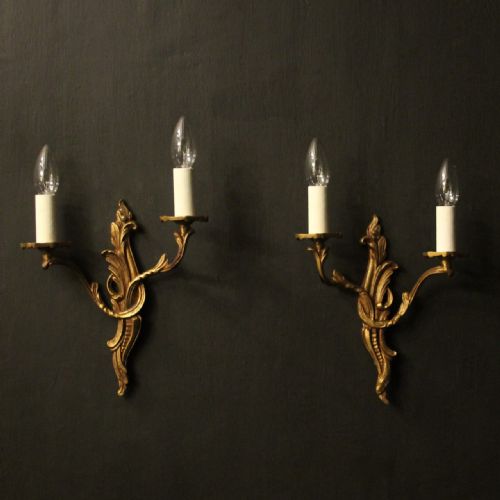 french pair of gilded antique wall lights - CATEGORY: ANTIQUE LIGHTING - DATED 1930