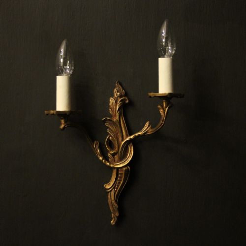 FRENCH PAIR OF GILDED ANTIQUE WALL LIGHTS - ADDITIONAL PHOTO 1