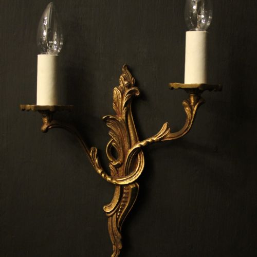 FRENCH PAIR OF GILDED ANTIQUE WALL LIGHTS - ADDITIONAL PHOTO 3