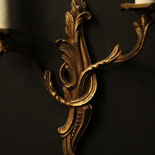 FRENCH PAIR OF GILDED ANTIQUE WALL LIGHTS - ADDITIONAL PHOTO 6