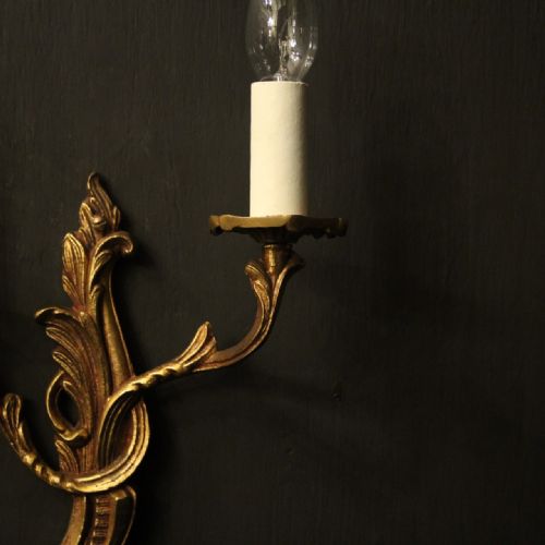 FRENCH PAIR OF GILDED ANTIQUE WALL LIGHTS - ADDITIONAL PHOTO 7