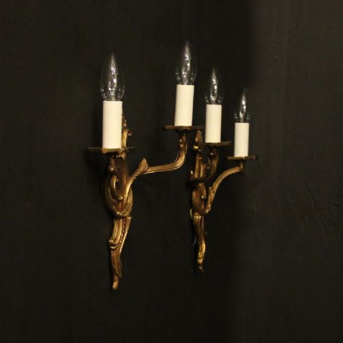 FRENCH PAIR OF GILDED ANTIQUE WALL LIGHTS - ADDITIONAL PHOTO 9