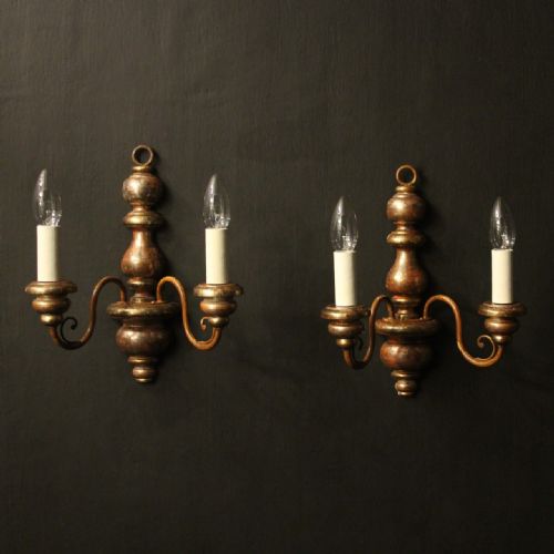 ITALIAN PAIR OF POLYCHROME TWIN ARM WALL LIGHTS - ADDITIONAL PHOTO 1