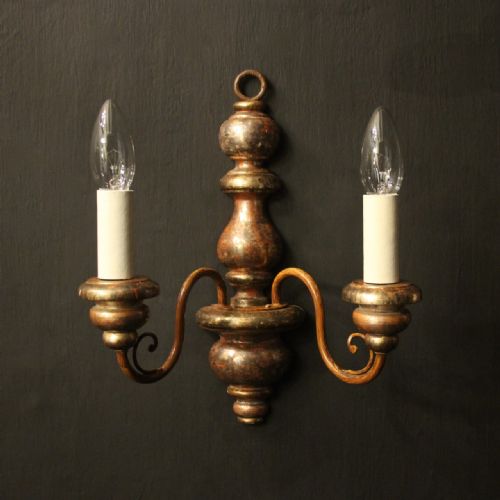 ITALIAN PAIR OF POLYCHROME TWIN ARM WALL LIGHTS - ADDITIONAL PHOTO 2