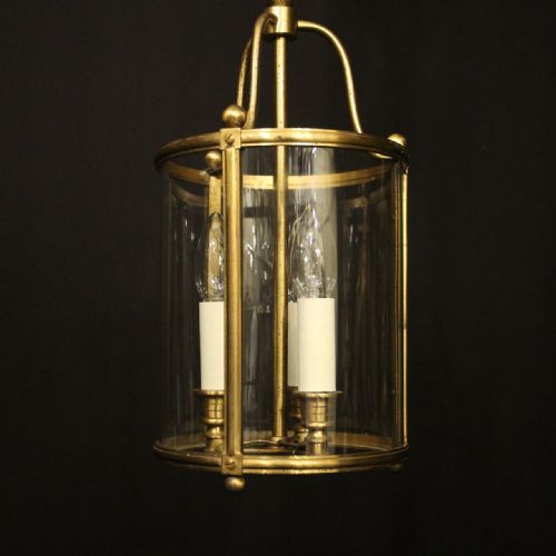 FRENCH GILDED TRIPLE LIGHT ANTIQUE LANTERN - ADDITIONAL PHOTO 2