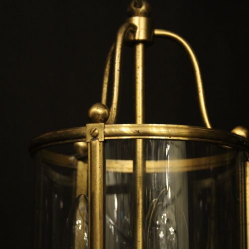 FRENCH GILDED TRIPLE LIGHT ANTIQUE LANTERN - ADDITIONAL PHOTO 4
