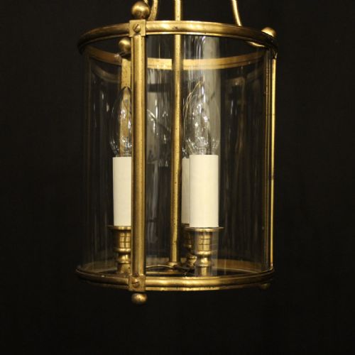 FRENCH GILDED TRIPLE LIGHT ANTIQUE LANTERN - ADDITIONAL PHOTO 5