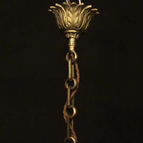 FRENCH GILDED TRIPLE LIGHT ANTIQUE LANTERN - ADDITIONAL PHOTO 9