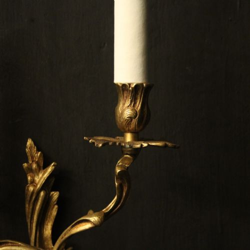 FRENCH PAIR OF GILDED ANTIQUE WALL LIGHTS - ADDITIONAL PHOTO 3