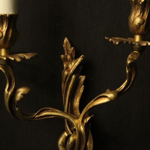 FRENCH PAIR OF GILDED ANTIQUE WALL LIGHTS - ADDITIONAL PHOTO 6