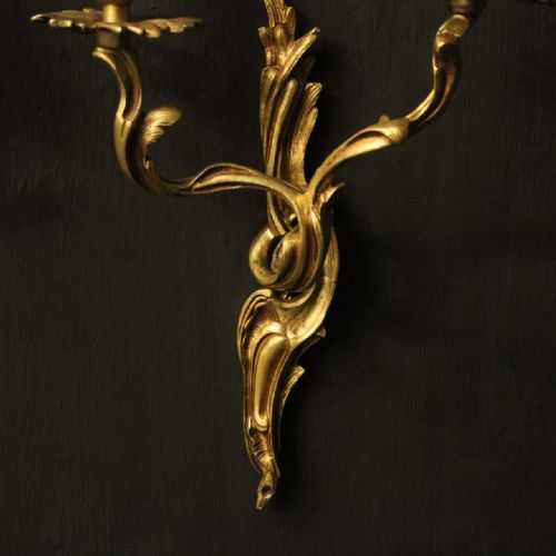 FRENCH PAIR OF GILDED ANTIQUE WALL LIGHTS - ADDITIONAL PHOTO 7