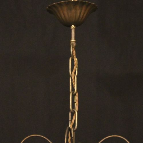FRENCH TOLEWARE CRYSTAL 8 LIGHT ANTIQUE CHANDELIER - ADDITIONAL PHOTO 7