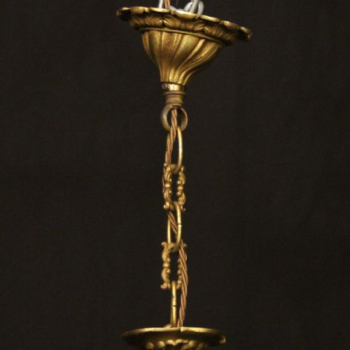 FRENCH GILDED BRASS 6 LIGHT CHANDELIER - ADDITIONAL PHOTO 9