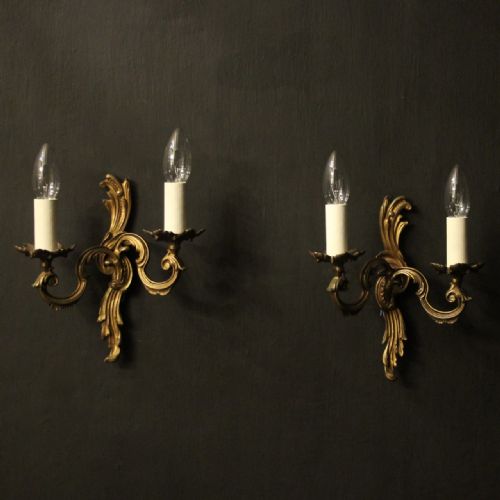 french pair of gilded antique wall lights - CATEGORY: ANTIQUE LIGHTING - DATED 1920