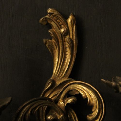 FRENCH PAIR OF GILDED ANTIQUE WALL LIGHTS - ADDITIONAL PHOTO 3