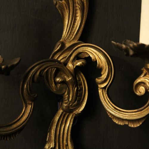 FRENCH PAIR OF GILDED ANTIQUE WALL LIGHTS - ADDITIONAL PHOTO 4